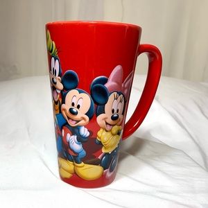 Mickey & friends tall coffee mug primarily red color dishwasher & microwave safe